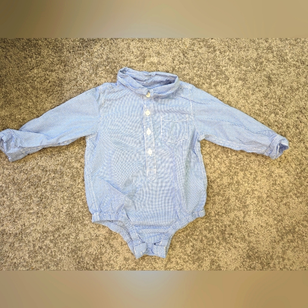 Baby Gap boys one Piece, Blue white plaid. EUC. 18-24 months.